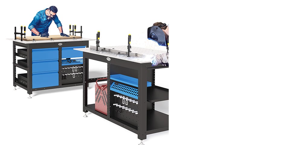 Nieuwe revolutionaire werkbank: Het intelligente concept van het Siegmund Workstation is bedoeld om uw gereedschap binnen handbereik te hebben.