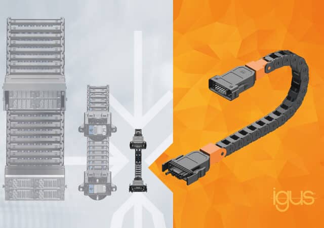 Binnen enkele seconden aangesloten: kleine plug-in kabelrups van igus bespaart 80% montagetijd 5